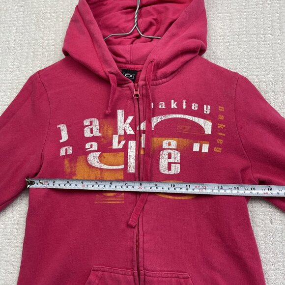 Retro Y2K Oakley Women's Full Zip Hoodie Pink Big Graphic Size XS Stained, read* - Picture 10 of 16